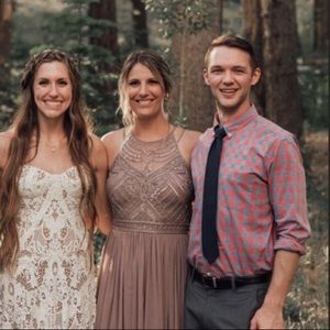 Adrianna Pappell Beaded Illusion Halter Gown